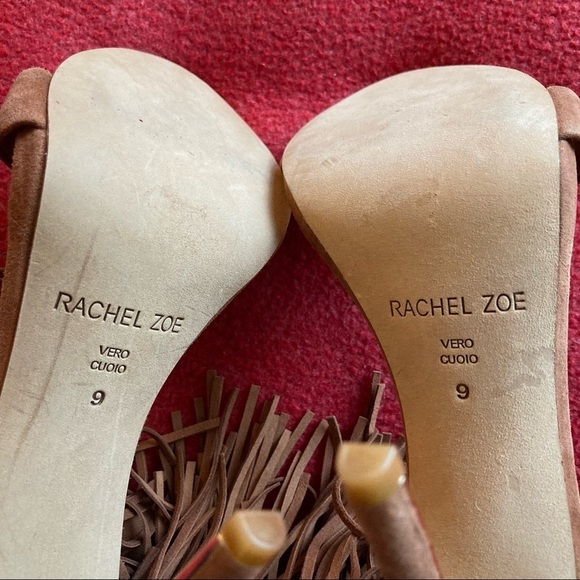 RACHEL ZOE Sz 9 Suede Bootie Sandals w/ Fringe Golden Accents Zipper  Tassels - Picture 6 of 10